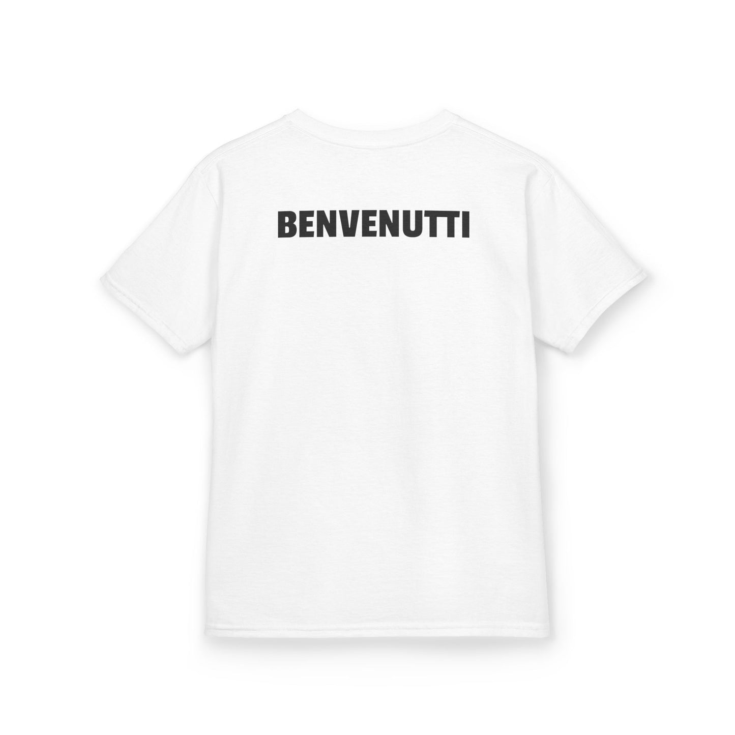Panthers Kids T‑Shirt — Panthers Logo Front with BENVENUTTI Name on Back