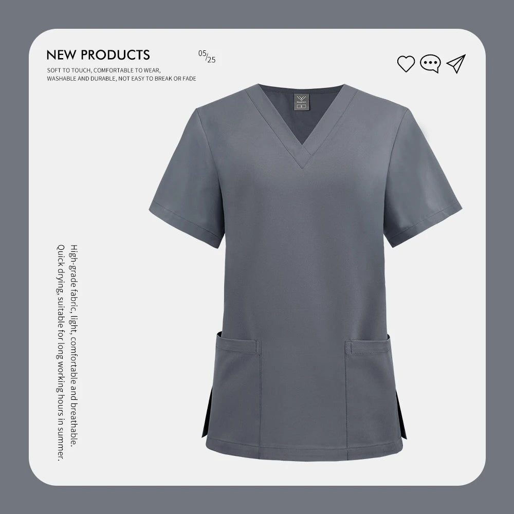 Dentistry Surgical Uniform Pet Grooming Nurse T-shirt Women Dental Hospital Nurse Workwear Medical Scrub Tops Vet Medical Blouse