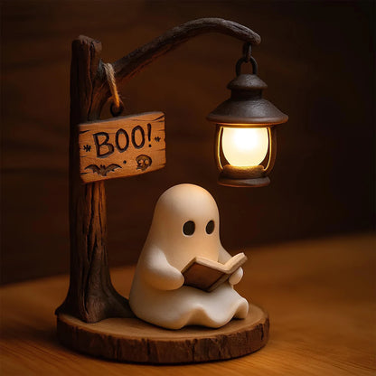 Cute Ghost Reading Lamp 3D Resin Halloween Ghost Night Light Indoor Reading Lamp Halloween Ghost Decorations for Bedroom Living