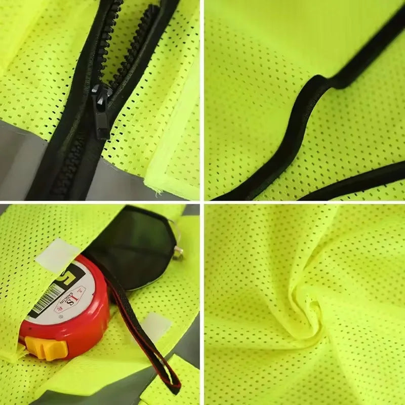 Security / Safety Vest with Pockets and Zipper Durable Mesh Material