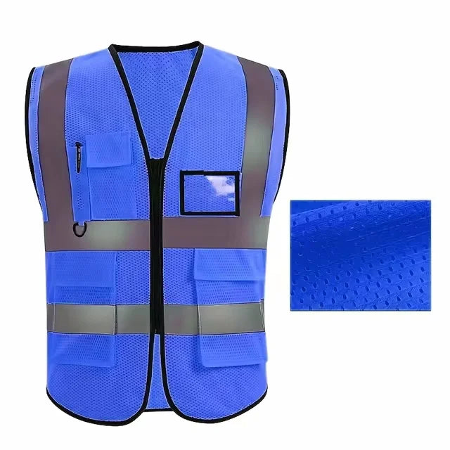 Security / Safety Vest with Pockets and Zipper Durable Mesh Material