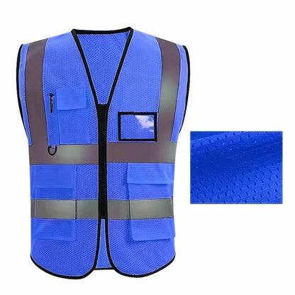 Security / Safety Vest with Pockets and Zipper Durable Mesh Material