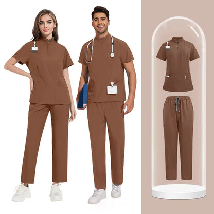 Men Medical Uniforms Hospital Scrubs Sets Nurses Accessories Unisex Surgical Gowns Scrubs Tops Pant Dental Clinic Spa Workwear