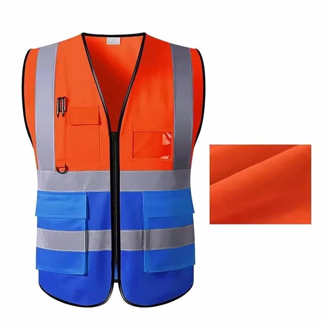Security / Safety Vest with Pockets and Zipper Durable Mesh Material