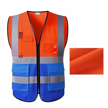 Security / Safety Vest with Pockets and Zipper Durable Mesh Material