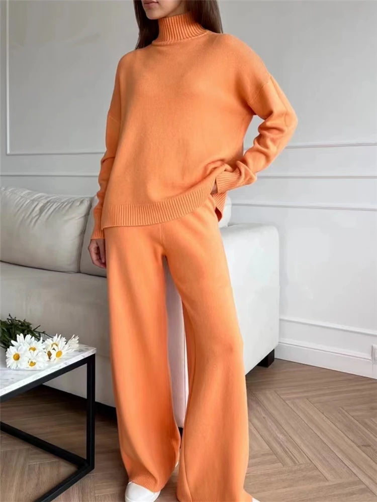2 Piece Women's Turtleneck Casual Tracksuit style