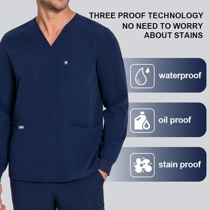 KUNGFU SCRUBS Waterproof Antibacterial Men's' Long-Sleeved Scrubs