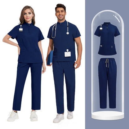 Men Medical Uniforms Hospital Scrubs Sets Nurses Accessories Unisex Surgical Gowns Scrubs Tops Pant Dental Clinic Spa Workwear