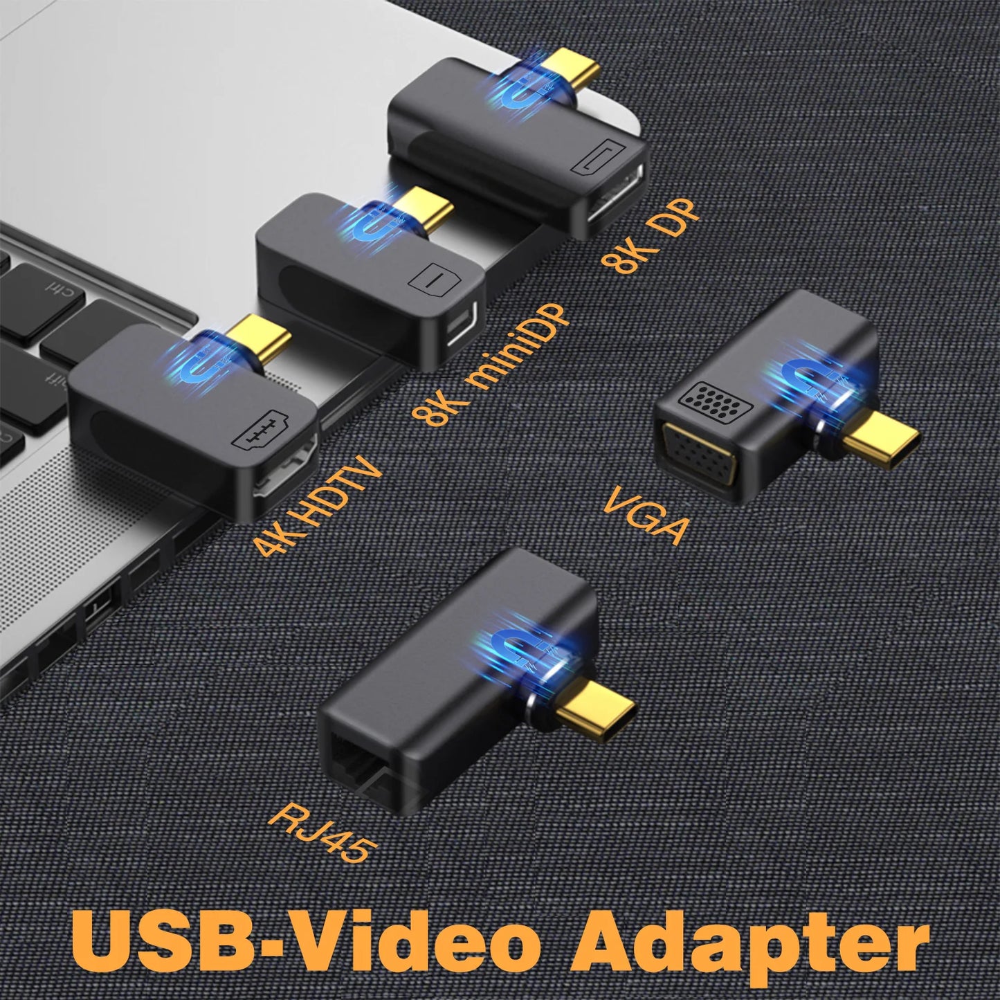 Magnetic Type-C OTG Thunderbolt4 Adapter Type-C TO C To USB-A To HDMI DP VGA To Rj45 Adapter PD100W 140W Coverter Phone MacBook
