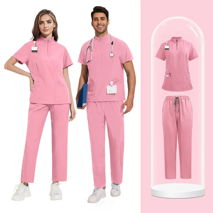 Men Medical Uniforms Hospital Scrubs Sets Nurses Accessories Unisex Surgical Gowns Scrubs Tops Pant Dental Clinic Spa Workwear