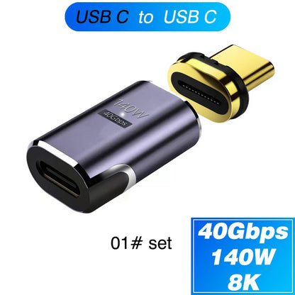 Magnetic Type-C OTG Thunderbolt4 Adapter Type-C TO C To USB-A To HDMI DP VGA To Rj45 Adapter PD100W 140W Coverter Phone MacBook