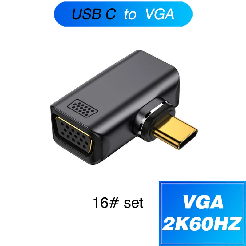 Magnetic Type-C OTG Thunderbolt4 Adapter Type-C TO C To USB-A To HDMI DP VGA To Rj45 Adapter PD100W 140W Coverter Phone MacBook