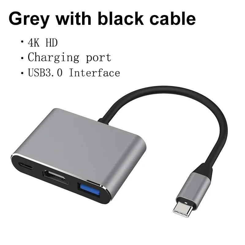 USB C to HDMI 4K Converter 3 in 1 Cable Adapter
