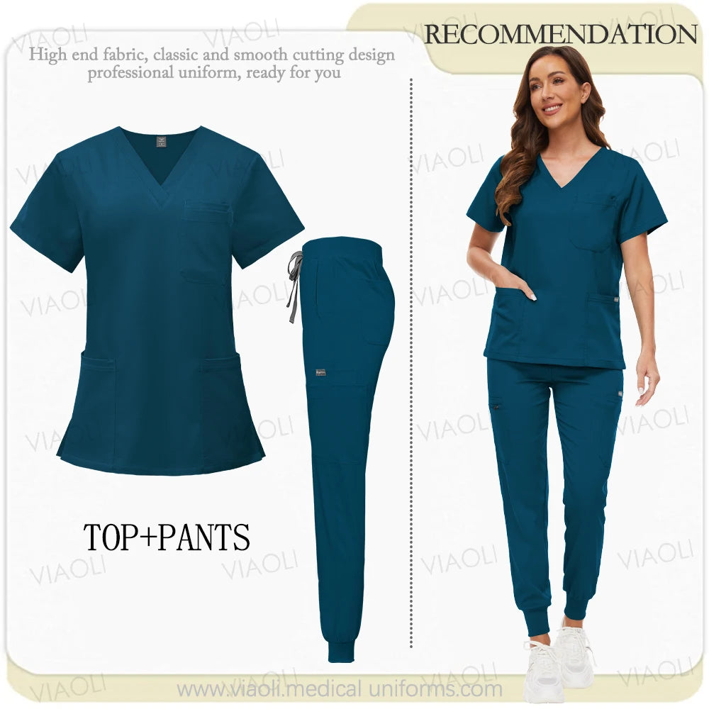 Hospital Surgical Uniform Medical Scrub Set Doctor Nurse Clothes Nursing Accessories Dental Clinic Beauty Salon Workwear Lab Set