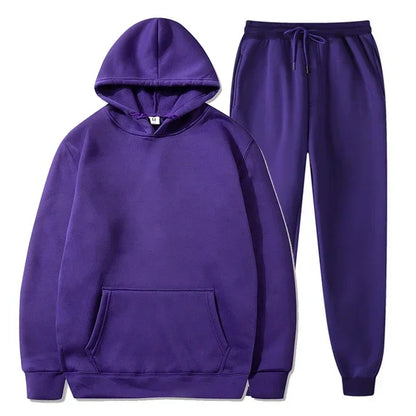 Basic Fleece Hoodies And Sweat Pants Set
