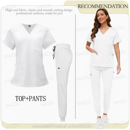 Hospital Surgical Uniform Medical Scrub Set Doctor Nurse Clothes Nursing Accessories Dental Clinic Beauty Salon Workwear Lab Set