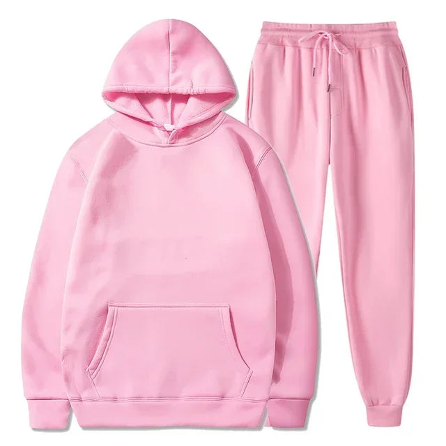 Basic Fleece Hoodies And Sweat Pants Set
