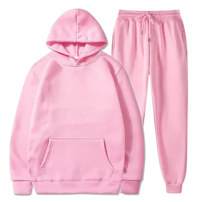 Basic Fleece Hoodies And Sweat Pants Set