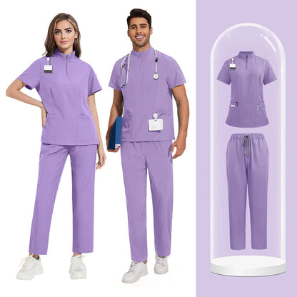 Men Medical Uniforms Hospital Scrubs Sets Nurses Accessories Unisex Surgical Gowns Scrubs Tops Pant Dental Clinic Spa Workwear