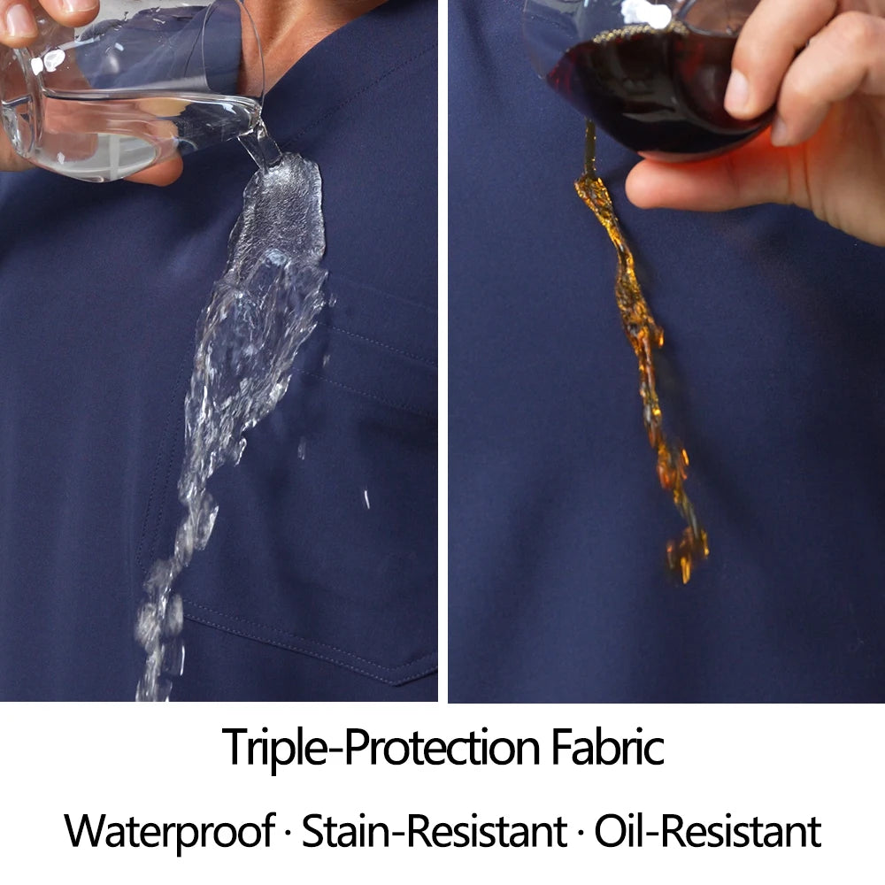 Wrinkle-resistant Men's Scrubs Medical Uniform - Antibacterial