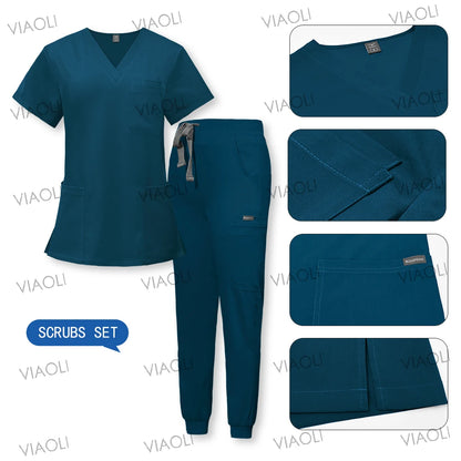 Hospital Surgical Uniform Medical Scrub Set Doctor Nurse Clothes Nursing Accessories Dental Clinic Beauty Salon Workwear Lab Set