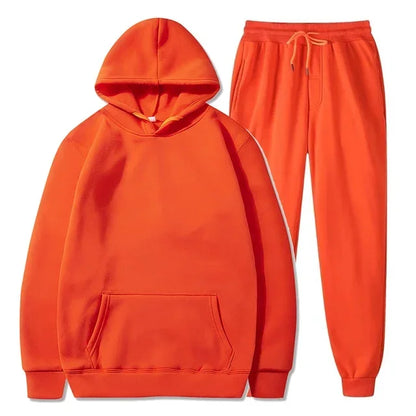 Basic Fleece Hoodies And Sweat Pants Set