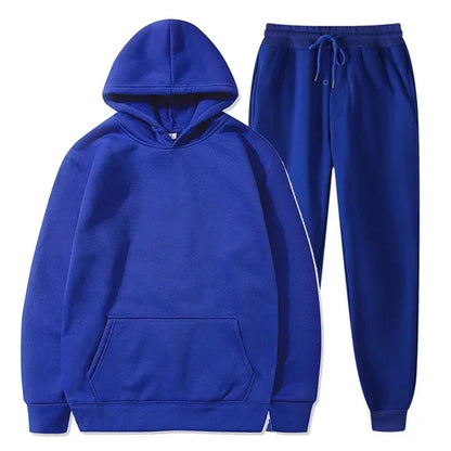 Basic Fleece Hoodies And Sweat Pants Set
