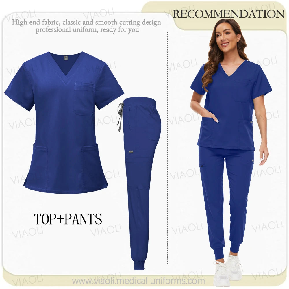 Hospital Surgical Uniform Medical Scrub Set Doctor Nurse Clothes Nursing Accessories Dental Clinic Beauty Salon Workwear Lab Set