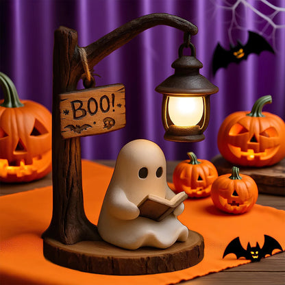 Cute Ghost Reading Lamp 3D Resin Halloween Ghost Night Light Indoor Reading Lamp Halloween Ghost Decorations for Bedroom Living