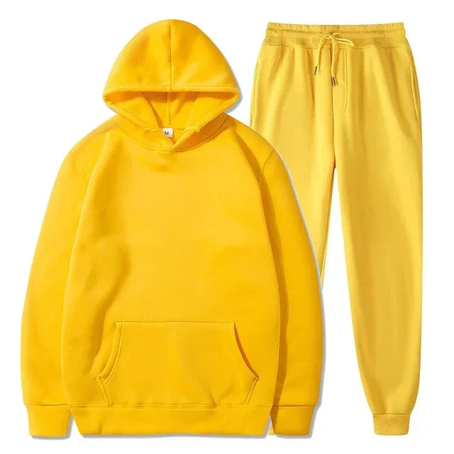 Basic Fleece Hoodies And Sweat Pants Set