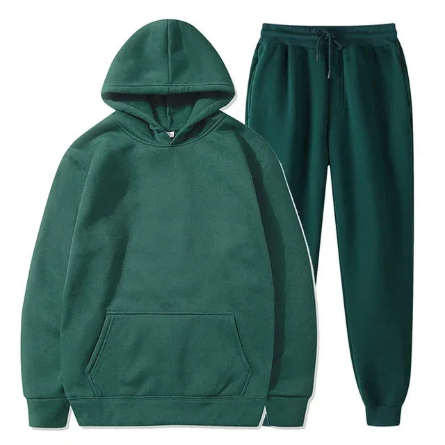 Basic Fleece Hoodies And Sweat Pants Set