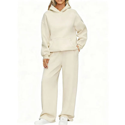 Autumn Winter Women's Hoodie+Wide leg pants set