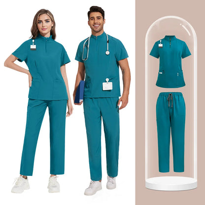 Men Medical Uniforms Hospital Scrubs Sets Nurses Accessories Unisex Surgical Gowns Scrubs Tops Pant Dental Clinic Spa Workwear