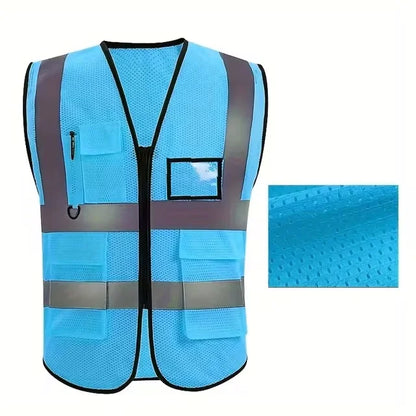 Security / Safety Vest with Pockets and Zipper Durable Mesh Material