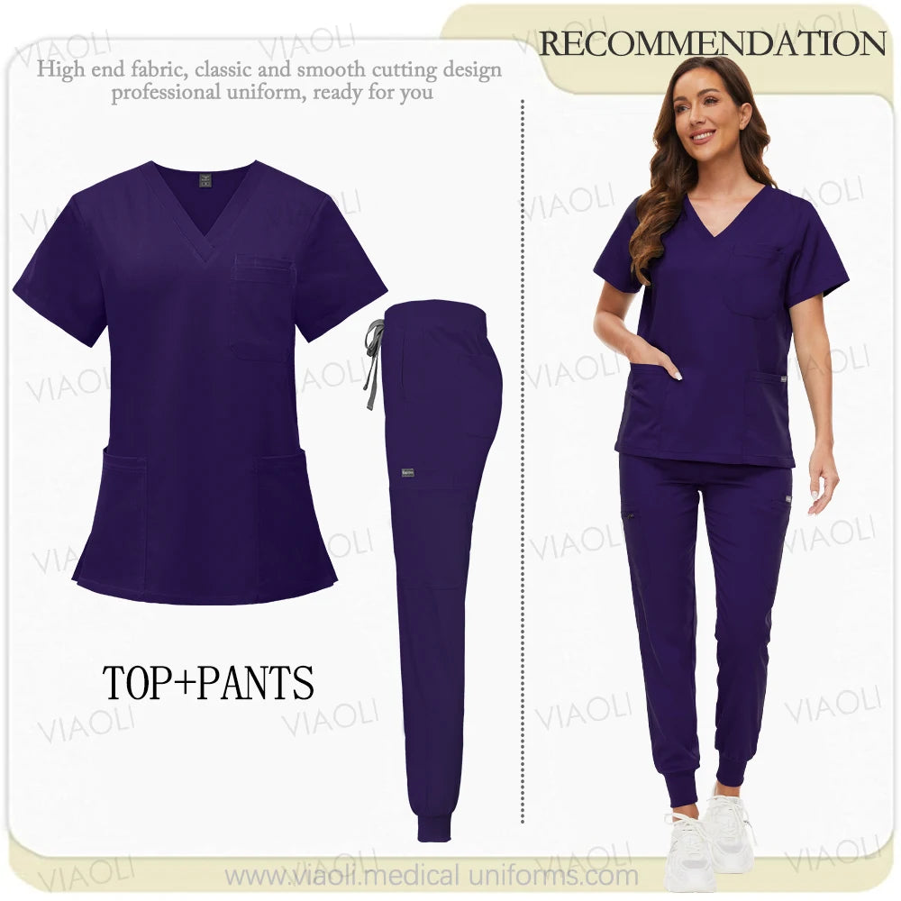 Hospital Surgical Uniform Medical Scrub Set Doctor Nurse Clothes Nursing Accessories Dental Clinic Beauty Salon Workwear Lab Set