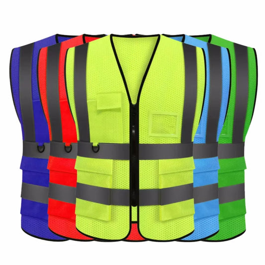 Security / Safety Vest with Pockets and Zipper Durable Mesh Material
