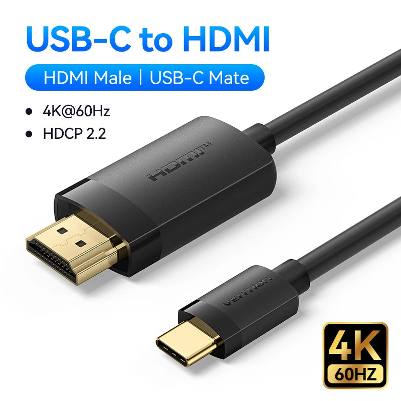 Vention USB C to 4K HDMI-compatible Cable  Adapter 4K 60Hz for MacBook Pro iMac iPad Pro for Samsung Galaxy Type C to HDMI 2.0