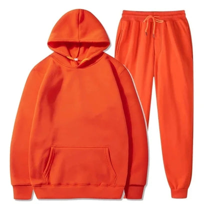 Basic Fleece Hoodies And Sweat Pants Set
