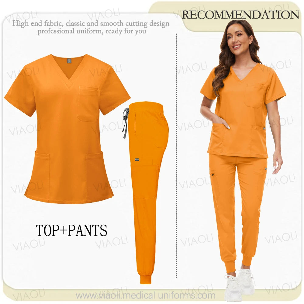 Hospital Surgical Uniform Medical Scrub Set Doctor Nurse Clothes Nursing Accessories Dental Clinic Beauty Salon Workwear Lab Set