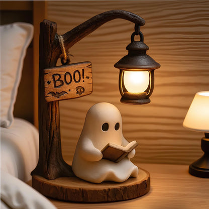 Cute Ghost Reading Lamp 3D Resin Halloween Ghost Night Light Indoor Reading Lamp Halloween Ghost Decorations for Bedroom Living
