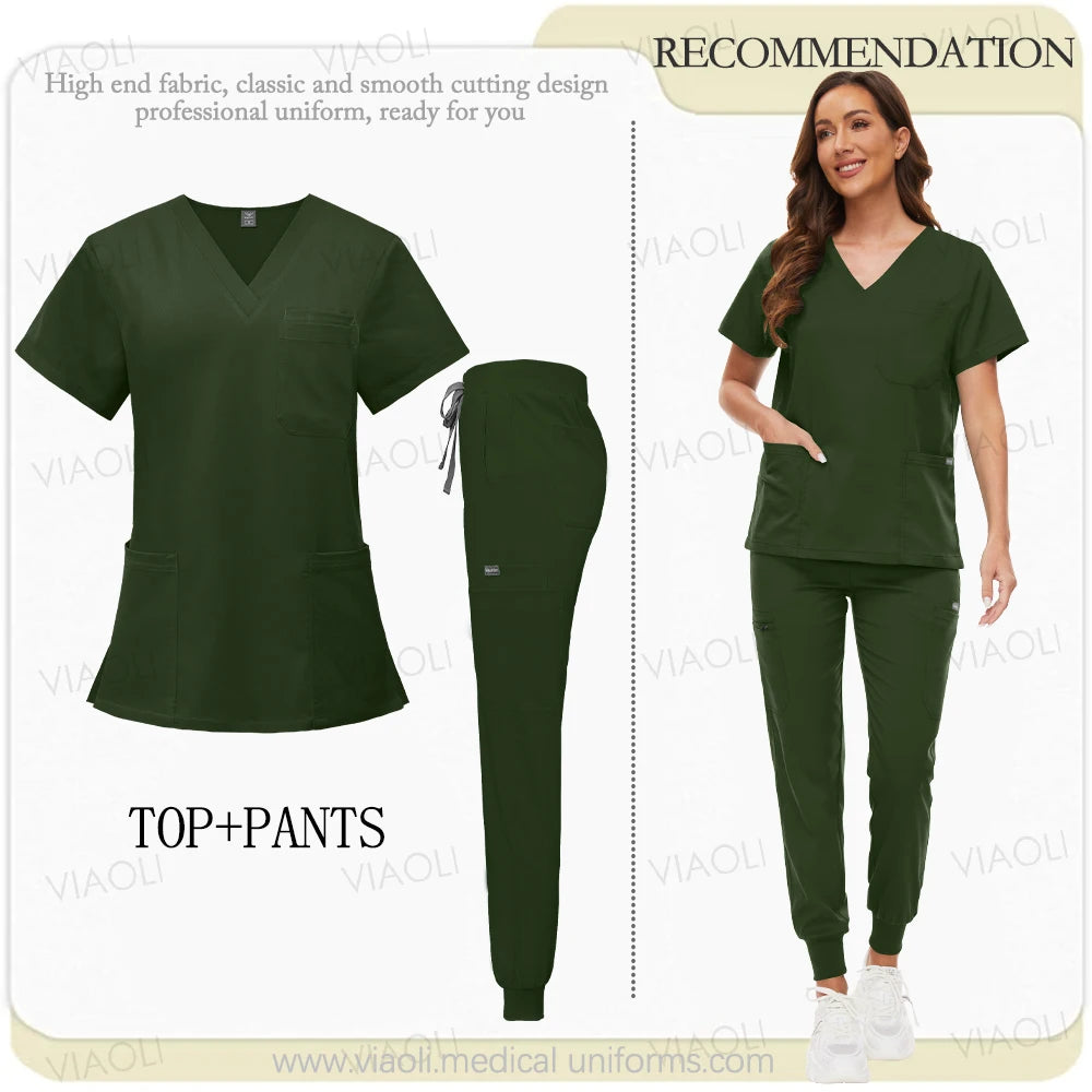 Hospital Surgical Uniform Medical Scrub Set Doctor Nurse Clothes Nursing Accessories Dental Clinic Beauty Salon Workwear Lab Set