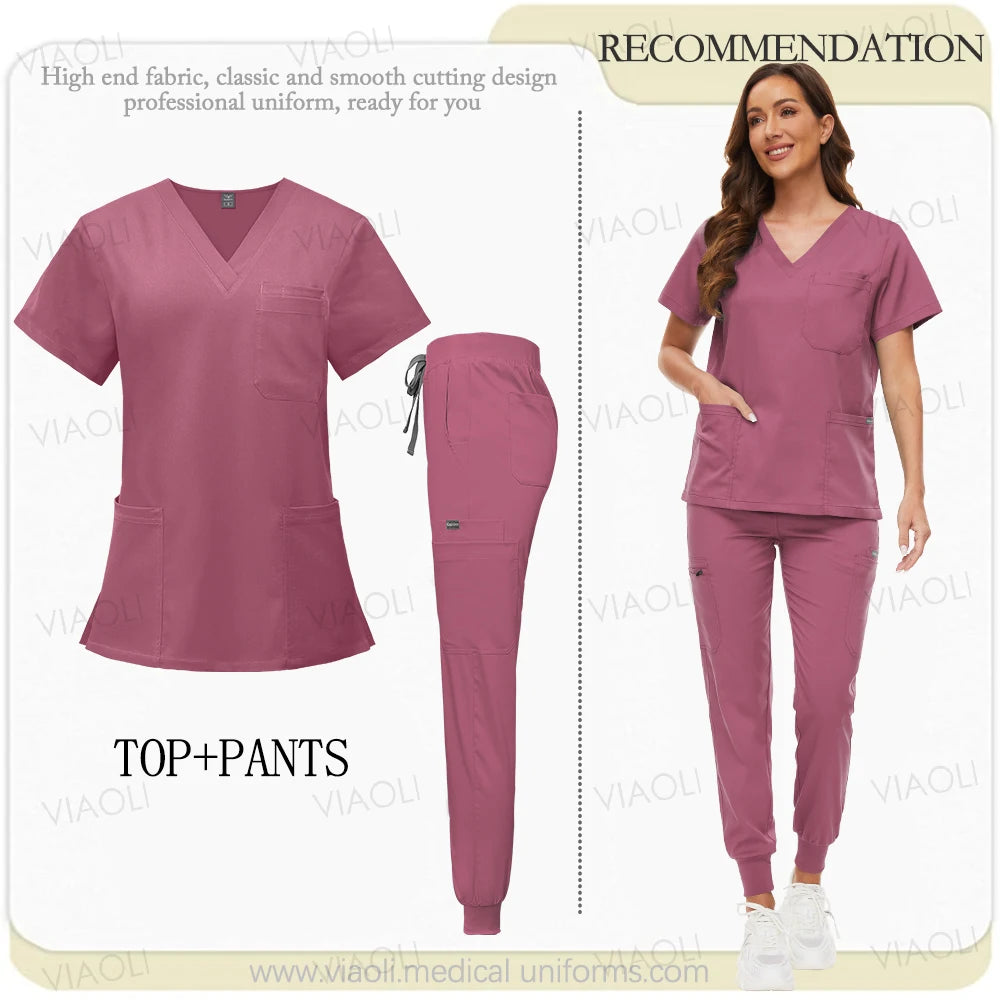 Hospital Surgical Uniform Medical Scrub Set Doctor Nurse Clothes Nursing Accessories Dental Clinic Beauty Salon Workwear Lab Set