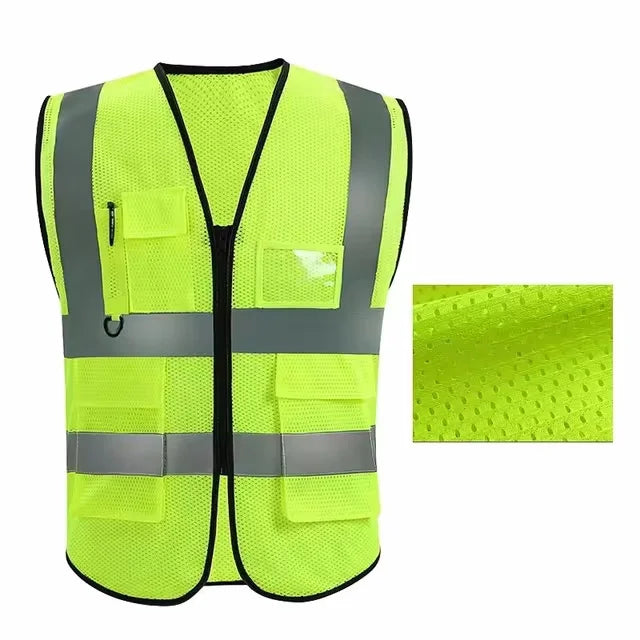 Security / Safety Vest with Pockets and Zipper Durable Mesh Material