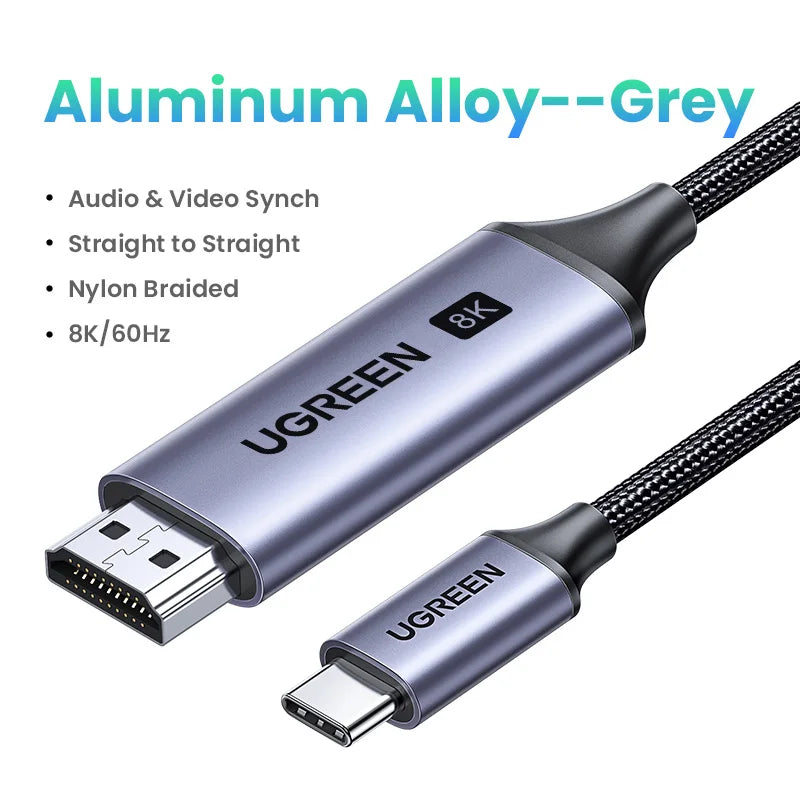 UGREEN USB C to 8K HDMI-compatible Cable 8K/60Hz 4K/120Hz for MacBook Pro iMac iPad Pro for Samsung Galaxy USB Type C to HD 2.1