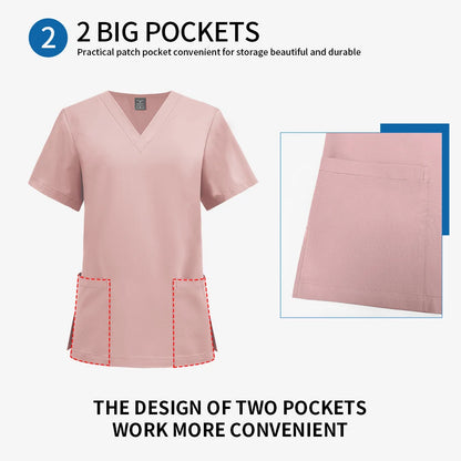 Dentistry Surgical Uniform Pet Grooming Nurse T-shirt Women Dental Hospital Nurse Workwear Medical Scrub Tops Vet Medical Blouse