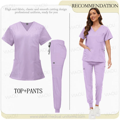 Hospital Surgical Uniform Medical Scrub Set Doctor Nurse Clothes Nursing Accessories Dental Clinic Beauty Salon Workwear Lab Set