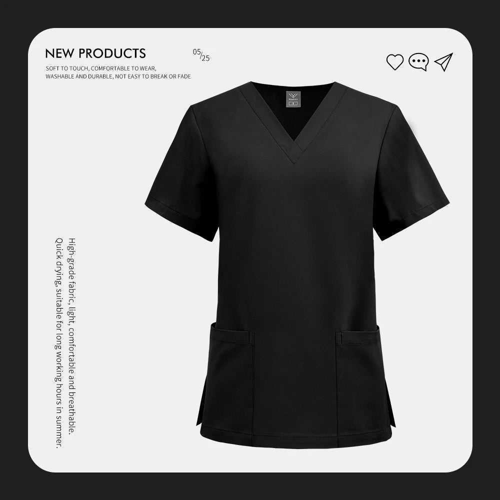 Dentistry Surgical Uniform Pet Grooming Nurse T-shirt Women Dental Hospital Nurse Workwear Medical Scrub Tops Vet Medical Blouse