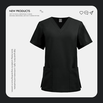 Dentistry Surgical Uniform Pet Grooming Nurse T-shirt Women Dental Hospital Nurse Workwear Medical Scrub Tops Vet Medical Blouse