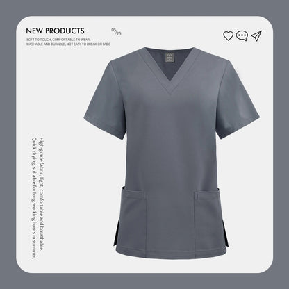 Dentistry Surgical Uniform Pet Grooming Nurse T-shirt Women Dental Hospital Nurse Workwear Medical Scrub Tops Vet Medical Blouse