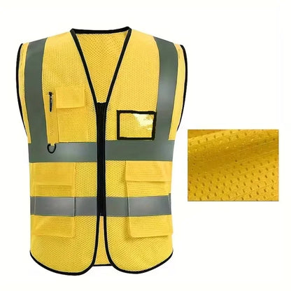 Security / Safety Vest with Pockets and Zipper Durable Mesh Material